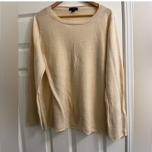 J CREW 100% Linen Knit Loose Fit Crewneck Cream Size S M L XL
